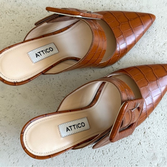 The Attico Tan Croc-Embossed Mules - Picture 5 of 6